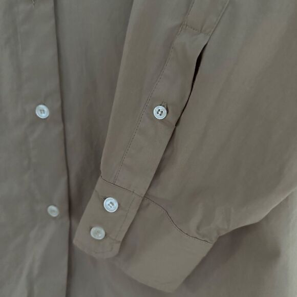 Zara Tan Oversized cotton Poplin button down Shirt Tunic Dress NWOT S - Picture 9 of 15